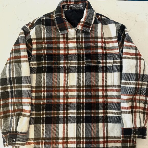 H&M Lined Zipper Flannel Shacket - Picture 1 of 6